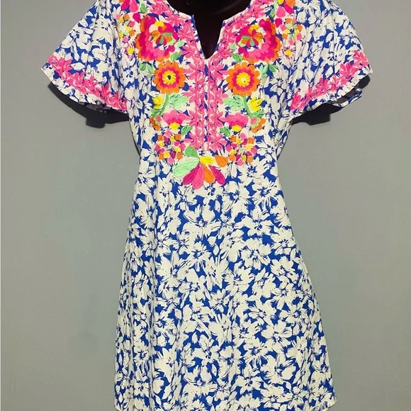 Floral Blue and Pink Dress - Picture 2 of 16